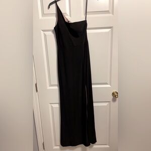 A long black, one strapped dress from Dillards. This dress is a size 6.